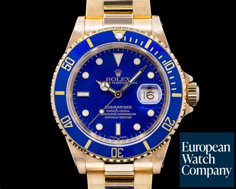 rolex 16618 gold submariner blue.